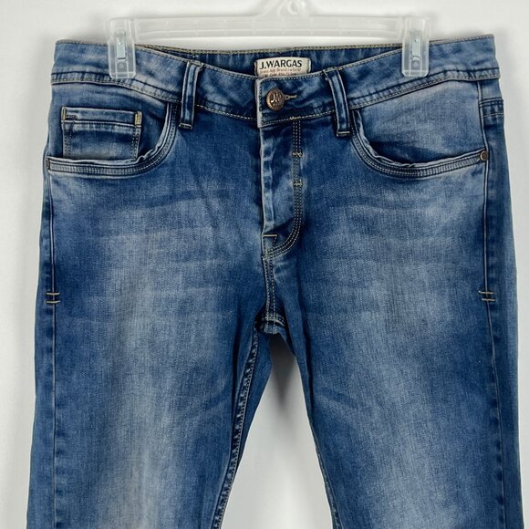 J Wargas Straight Jeans Size 32 Blue Inseam 32in Rise 9in Stretch 5 Pocket - Picture 2 of 9